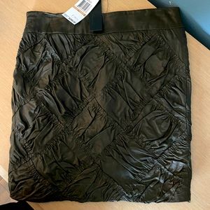 Kenneth Cole dark olive green leather mini skirt